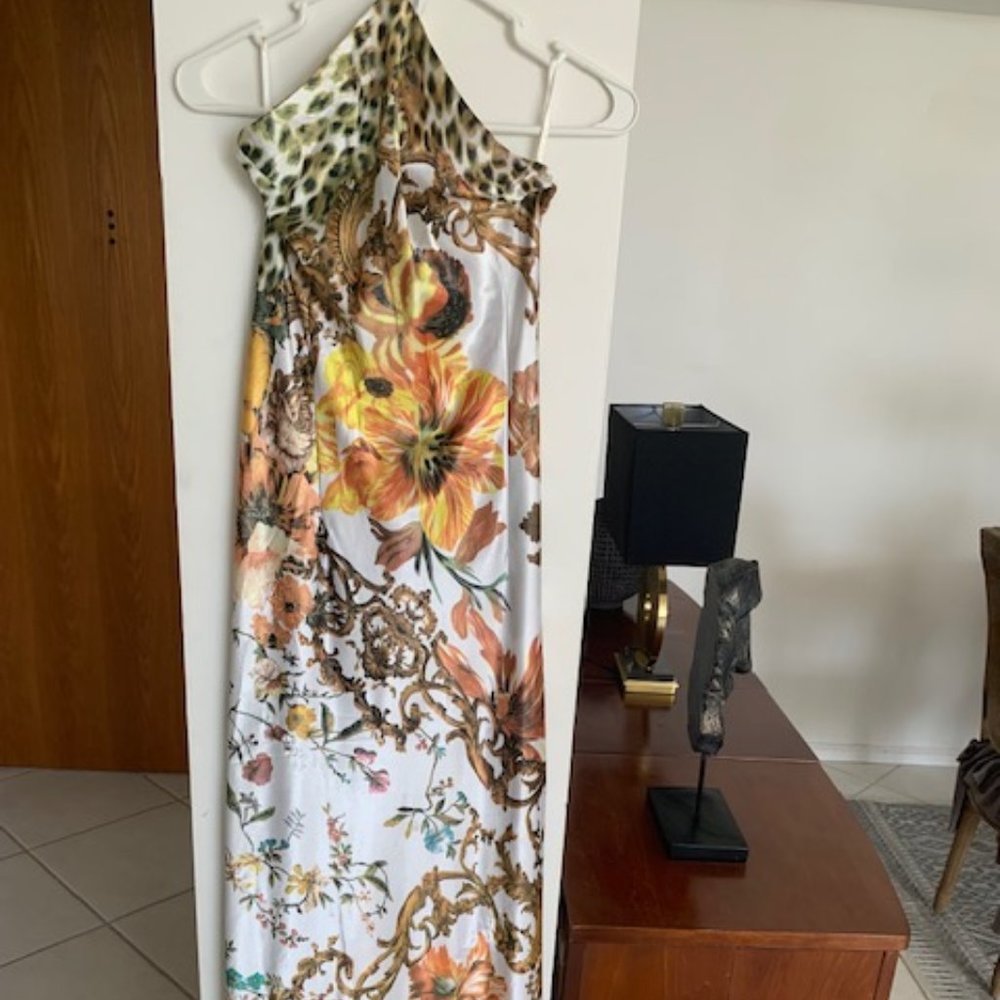 Roberto Cavalli Leopard and Floral Maxi Dress